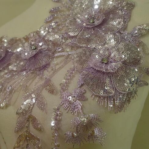1 Pc Sequins Pure Handmade Beading Lace Sequins Apparel Decoration Accessories Evening Dress/Dance Apparel Decoration/Headwear Accessories (Lilac Colour) in Saudi Arabia