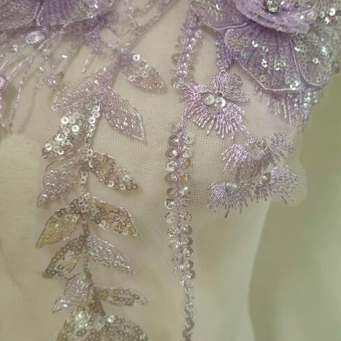 1 Pc Sequins Pure Handmade Beading Lace Sequins Apparel Decoration Accessories Evening Dress/Dance Apparel Decoration/Headwear Accessories (Lilac Colour) in Saudi Arabia