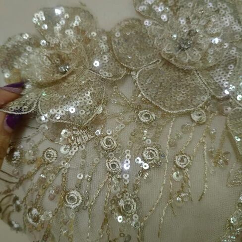 1 Pc Sequins Pure Handmade Beading Lace Sequins Apparel Decoration Accessories Evening Dress/Dance Apparel Decoration/Headwear Accessories (Lilac Colour) in Saudi Arabia