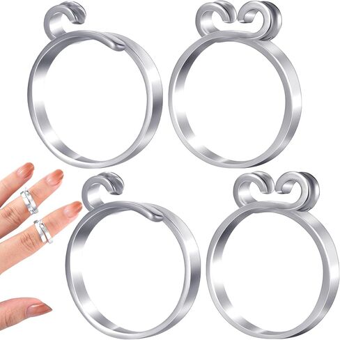 4 Pack Knitting Crochet Loop Ring for Fingers, 2 Style Adjustable Crochet Tension Ring, Metal Open Yarn Guide Finger Holders, Knitting Thimbles for Crochet- Silver in Saudi Arabia