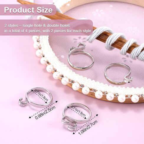 4 Pack Knitting Crochet Loop Ring for Fingers, 2 Style Adjustable Crochet Tension Ring, Metal Open Yarn Guide Finger Holders, Knitting Thimbles for Crochet- Silver in Saudi Arabia