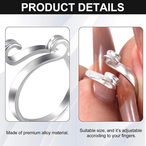 4 Pack Knitting Crochet Loop Ring for Fingers, 2 Style Adjustable Crochet Tension Ring, Metal Open Yarn Guide Finger Holders, Knitting Thimbles for Crochet- Silver in Saudi Arabia