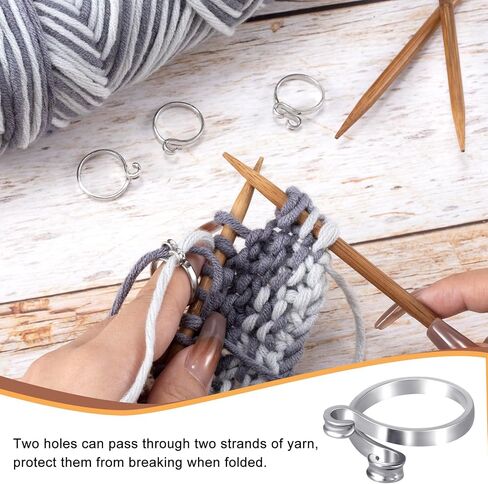 4 Pack Knitting Crochet Loop Ring for Fingers, 2 Style Adjustable Crochet Tension Ring, Metal Open Yarn Guide Finger Holders, Knitting Thimbles for Crochet- Silver in Saudi Arabia