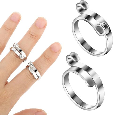 Molain 2Pcs Adjustable Crochet Ring for Fingers, Metal Silver Braided Knitting Ring for Crocheting Knitting DIY Knitting Craft Accessories in Saudi Arabia