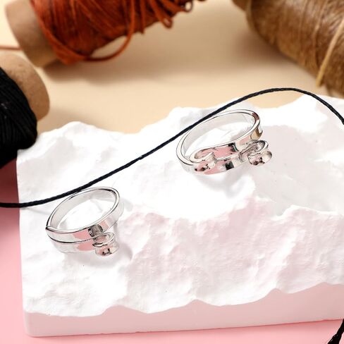 Molain 2Pcs Adjustable Crochet Ring for Fingers, Metal Silver Braided Knitting Ring for Crocheting Knitting DIY Knitting Craft Accessories in Saudi Arabia