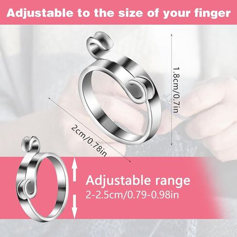 Molain 2Pcs Adjustable Crochet Ring for Fingers, Metal Silver Braided Knitting Ring for Crocheting Knitting DIY Knitting Craft Accessories in Saudi Arabia