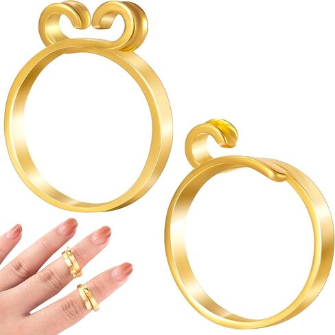 4 Pack Knitting Crochet Loop Ring for Fingers, 2 Style Adjustable Crochet Tension Ring, Metal Open Yarn Guide Finger Holders, Knitting Thimbles for Crochet- Silver in Saudi Arabia