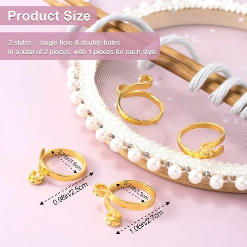 4 Pack Knitting Crochet Loop Ring for Fingers, 2 Style Adjustable Crochet Tension Ring, Metal Open Yarn Guide Finger Holders, Knitting Thimbles for Crochet- Silver in Saudi Arabia