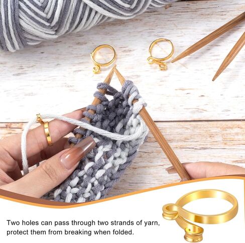 4 Pack Knitting Crochet Loop Ring for Fingers, 2 Style Adjustable Crochet Tension Ring, Metal Open Yarn Guide Finger Holders, Knitting Thimbles for Crochet- Silver in Saudi Arabia