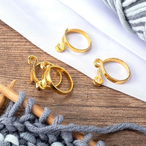 4 Pack Knitting Crochet Loop Ring for Fingers, 2 Style Adjustable Crochet Tension Ring, Metal Open Yarn Guide Finger Holders, Knitting Thimbles for Crochet- Silver in Saudi Arabia