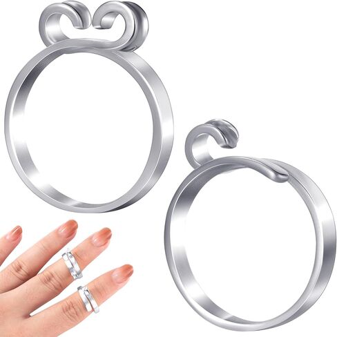 4 Pack Knitting Crochet Loop Ring for Fingers, 2 Style Adjustable Crochet Tension Ring, Metal Open Yarn Guide Finger Holders, Knitting Thimbles for Crochet- Silver in Saudi Arabia