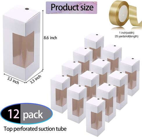 12PCS Tumbler Gift Boxes with Ribbon for Blank Sublimation Tumblers, Transparent Gift Packaging Box for 15oz 20oz Skinny Straight Tumbler Cup, Birthday Presents,Mothers Day Gifts,Nurses Week Gifts Christmas Gift New Year Gift in Kuwait