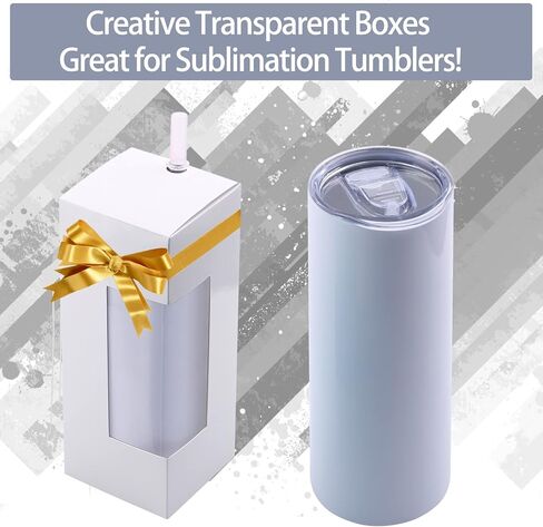 12PCS Tumbler Gift Boxes with Ribbon for Blank Sublimation Tumblers, Transparent Gift Packaging Box for 15oz 20oz Skinny Straight Tumbler Cup, Birthday Presents,Mothers Day Gifts,Nurses Week Gifts Christmas Gift New Year Gift in Kuwait