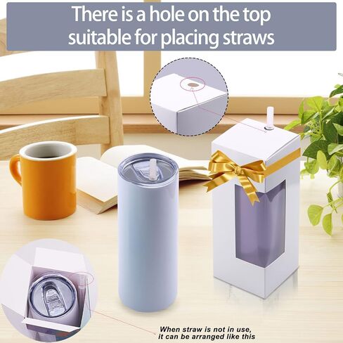12PCS Tumbler Gift Boxes with Ribbon for Blank Sublimation Tumblers, Transparent Gift Packaging Box for 15oz 20oz Skinny Straight Tumbler Cup, Birthday Presents,Mothers Day Gifts,Nurses Week Gifts Christmas Gift New Year Gift in Kuwait