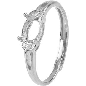Sterling Silver Bezel Ring Blank Ring Bases Blank Prong Ring Settings 4 Claw Adjustable Bezel Tray Settings for Women DIY Ring Findings Jewelry Making