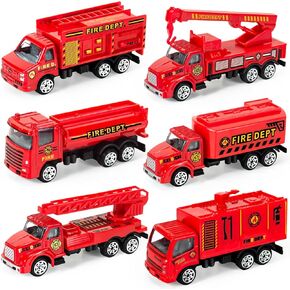 Diecast Fire Trucks 6 Pack, Mini Fire Truck Toys for Toddlers 3-5 Kids Fire Engine Emergency Vehicles Toy Set for Boys Girls Age 1-3 4 5 6 7 Years Birthday Party Favors Gift & Goodie Bags Stuffers