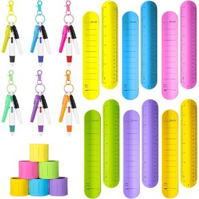 6 Sets Slap Silicone Reminder Bracelet and Nurse Pens 9.4'' x 1.8'' Reusable Wrist Notepad Waterproof Erasable Wristband for Nurse Memo Watchband Study Work Wrist Strap Student