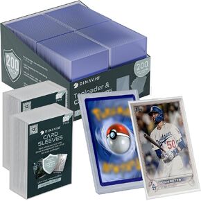 400 Premium Card Sleeves + Top Loaders for Cards - Pokemon Card Sleeves - 35pt Toploaders 3x4 - Compatible with Pokemon Baseball MTG Lorcana YGO (200 Top Loaders + 200 Sleeves)