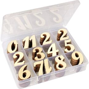 2 Inch 196 Pieces Wooden Numbers Unfinished Wood Numbers 0-9 for Crafts,with Sorting Grid Organizer