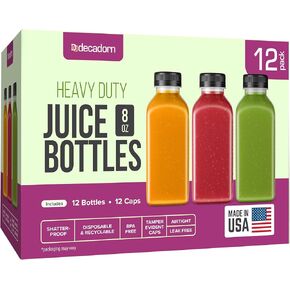 16 oz Juice Bottles With Caps - 20 Pack Plastic Bottles For Juicing, MADE IN USA Juicing Bottles Reusable - Juicer Bottles With Lids - Juice Containers With Lids - 16oz Plastic Bottles With Caps