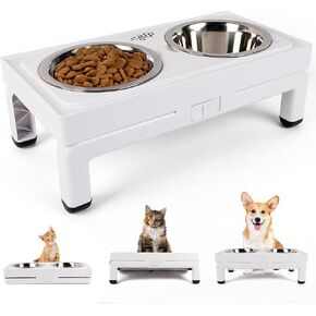 Adjustable Double Dog Feeder, 2 Heights, 2 Angles, Non-Skid Pad, Sturdy & Durable