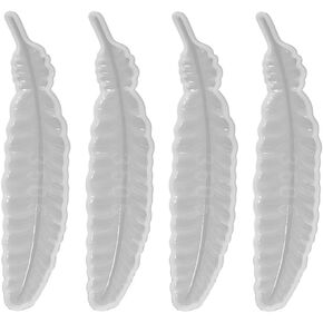 EXCEART 4pcs Silicone Feather Mold Resin Casting Molds Bookmark Mold DIY Craft Mould Crystal Epoxy Mold for DIY Craft Jewelry Making White