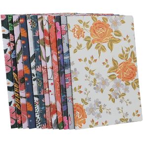 Journal Notebook, 12PCS,30sheets, Medium 5.75 inches x 8.35 inches - 80 GSM Thick Paper, Sewn Binding,Embossed Cover in Gold Foil Floral Bliss Pattern. (12 Pack Lines)