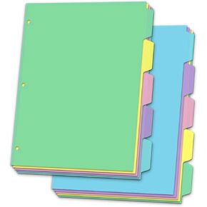3 Ring Binder Dividers with TAB, Durable Write & Erase, 8-Tab Plastic Dividers for 8.5 x 11'' Letter Size Papers, Ideal for Student, Teacher, Macaron Color 3 Sets