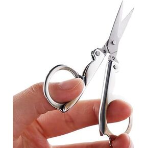 1 Pc Silver Stainless Steel Folding Scissors Portable Mini Pocket Travel Scissors Embroidery Scissors Office School Supplies Craft Scissors For Student Cutting Tools