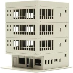 EatingBiting DIY 1:160 Outland Models Railway Modern 4-Story Office Building Scale Landscape for Sand Table Garden Micro Landscape Ornaments Decor Assembling Model Realism Supply DIY Spray Painting
