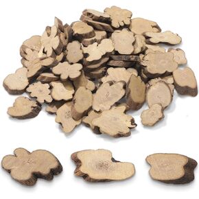 Gerrii 90 Pcs Irregular Wood Slices Log Slices for Centerpieces Small Unfinished Wood Craft Natural Tree Wood Decoration for Table DIY Craft Art Christmas Ornament Home Decor Bevel Cut