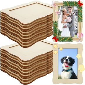 RHBLME 24 Pack Wooden Picture Frames 4x6, Wooden Frames for Crafts with Stand Wooden Picture Frames for Crafts, Diy Picture Frame 4x6 Christmas Picture Frame for Arts, DIY, Home Decor, Painting, etc