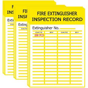 FIRE Extinguisher Inspection Record Signs Labels Safety Stickers, 3.5X 5 Inch Adhesive Yellow General Monthly Inspection Tags Stickers for Indoor and Outdoor.(200 Pcs)