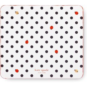 kate spade new york Leatherette Mouse Pad, 9" x 8" Mouse Mat with Non-Slip Back, Cute Mouse Pad for Office Desk, Ladybug Dot