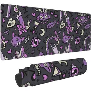 Magic Goth Spooky Gray Purple Gaming Mouse Pad, Long Extended XXL Mousepad, Extra Large Desk Pads Keyboard Mat for Work Game Office Home, 35.4'' X 15.7''