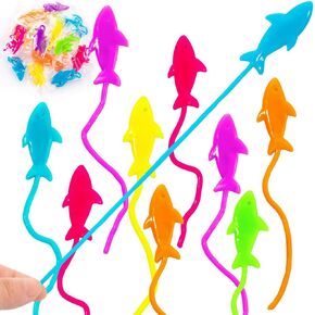 HLARTNET 25 PCS Sticky Shark Toys for Kids, Stretchy Shark Gifts Bulk, Ocean Under Sea Themed Favors Goodie Bags Stuffer, Classroom Prizes Students Rewards