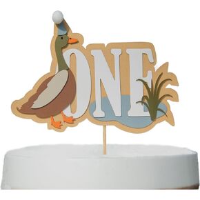 One Lucky Mallard Duck Cake Topper,Mallard 1st Birthday Decoration,Little Duck Hunter Party Decor,Mallard Duck Birthday Party Supplies,Duck Hunting Theme,Lucky Baby Shower Cake Tooper