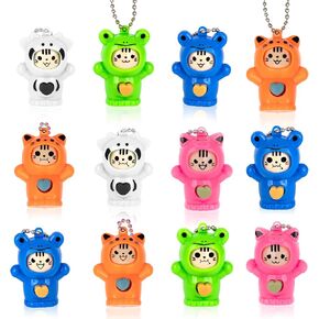 ArtCreativity Face Changing Animal Keychains for Kids - Set of 12 - Cute Keychains with 4 Different Expressions and 5 Designs - Animal Birthday Party Favors - Barnyard Party Supplies