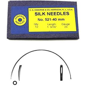 C.S. Osborne Curved Silk/Billiard Needle #521-40MM, 23 Gauge, 12/pk.