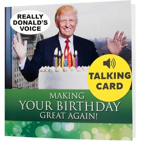 OUR FRIENDLY FOREST Talking Trump Birthday Card with Authentic Voice - Presidential Theme Birthday Greeting for Men & Women (Green)