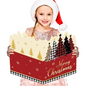 Jumbo Merry Christmas Greeting Cards With Envelope Decoration Extra Large Size 14 x 21 Inch Giant Christmas Cards Snowman Christmas Tree Santa Claus Different Patterns for Holiday Party Gift Decorations Supplies Happy New Year Tree