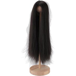 Trimmable Soft Doll Wig with Ball Jointed Design High Temperature Silk Wig for Doll Making Features Long Straight Hair (Black)