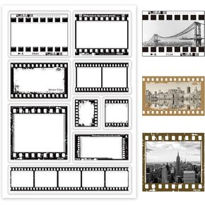 GLOBLELAND Film Reel Clear Stamp Vintage Film Style Transparent Silicone Stamp Cinematic Look Rubber Stamp for Scrapbook Journal Card Making