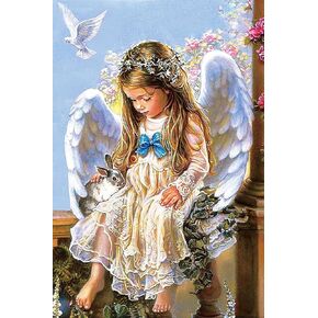 ROSTITCH Pre-Printed Cross Stitch Kits-72018 Angel of Peace Cross Stitch Kits for Beginners Adults Needlepoint Cross-Stitch,Needlecrafts Embroidery Kits Arts and Crafts All Clear Cross Stitch12X16INs