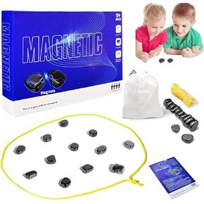 Magnetic Chess Game，Magnetic Chess,Multiplayer Magnet Board Game，Family Board Games Set - Portable Chess Board, Home Party Supplies (Blue)