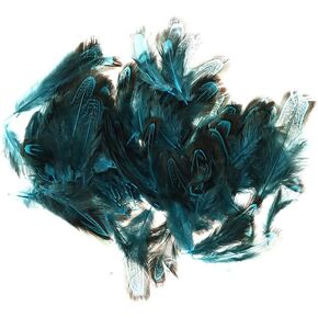 Uniquer 100Pcs Pheasant Plumage Feathers,Blue Plumage Feathers for Sewing Crafts,2.4-3.9 Inches Decoration Feathers for Jewelry Wedding Hair Hats