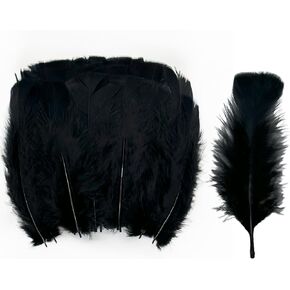 White Turkey Flat Feathers Loose Fluffy Chicken Feather Christmas Decor 100 Pcs 4-6 Inch Colored Feathers for Craft Dream Catcher Holiday Decoration (White)