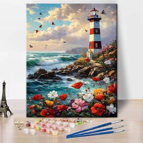 TUMOVO Beautiful Girl Paint by Numbers Kit for Adults, Woman with Flowers in Her Hair DIY Paint by Numbers, Colorful Pop Art Paint by Numbers Kit for Adults Canvas Painting Arts and Craft 16x20 Inch