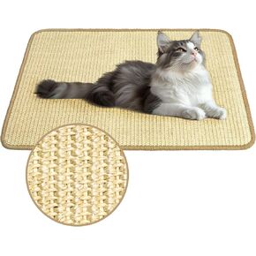 PatiencET Cat Scratching Mat, Natural Sisal Cat Scratcher Mat, Horizontal Cat Scratch Rug for Indoor Cats, Cat Wall Scratcher Furniture Protector for Couch, Carpet, Sofa (1 Pack, 23.6"X15.7")