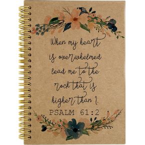 Knibeo Christian Art Gifts Journal Notebook - Christian Notebook for Women, Bible Journaling Notebook, Floral Journal, 5.5×8.3 Spiral Bound Notebook with 164 Pages, Psalm 61 2 Gifts